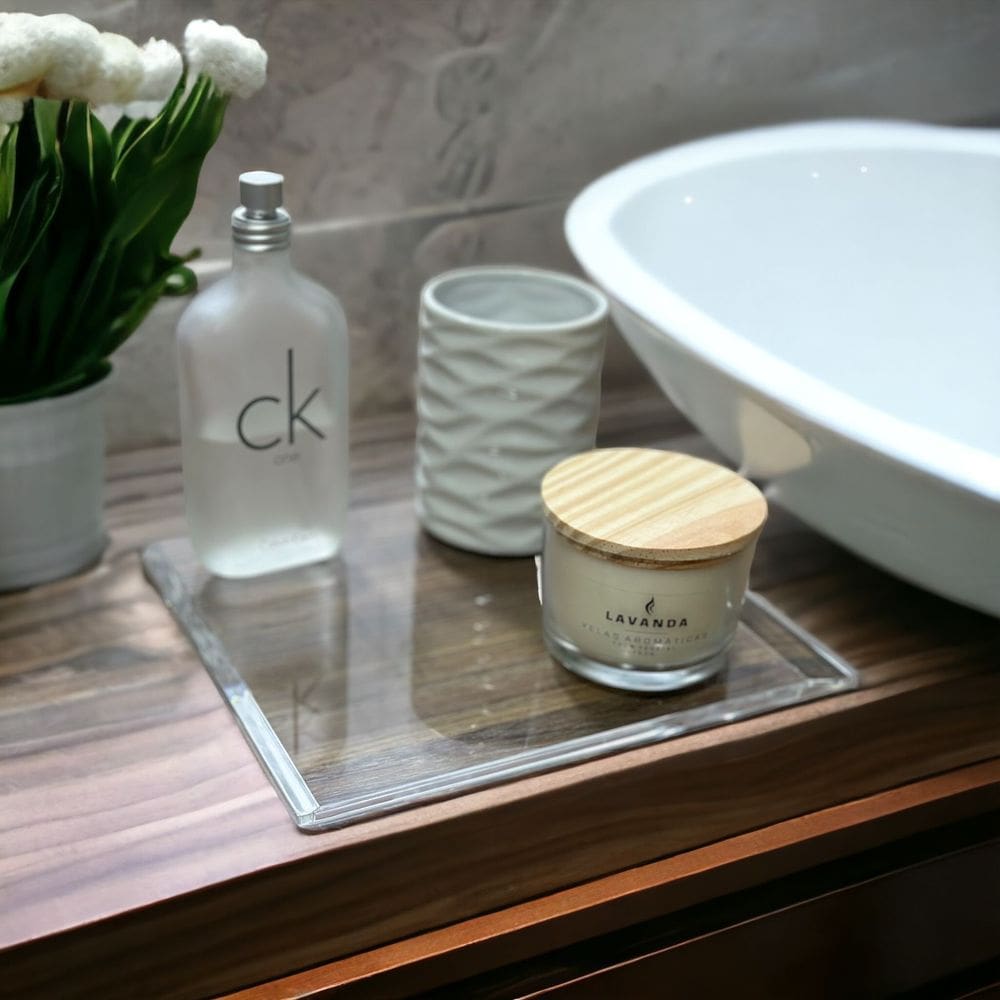 Bandeja Diamantada Acrilico Cristal 20x20