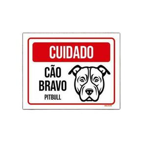 Kit 5 Placas Cuidado Cão Cachorro Bravo Pitbull