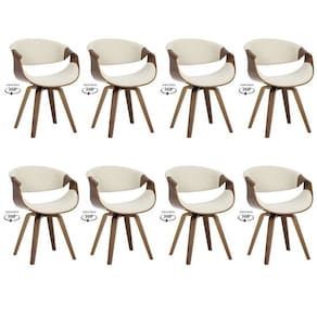 Kit com 8 Cadeiras Nicole Giratória para Sala de Jantar Creme
