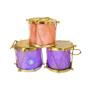 Kit Mini Tambor Iluminado LED Color Rosê Gold e Dourado 5cm 3 Unidades - Bela Flor