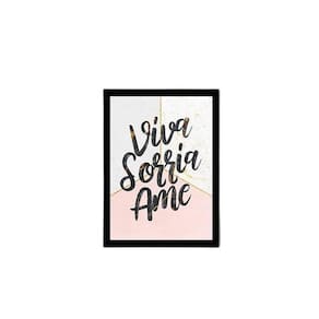 Quadro Viva, Sorria, Ame 45X34Cm - Com Vidro Moldura Preta