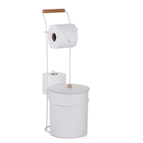 Suporte De Chão Papel Higiênico E Lixeira Com Tampa Arthi