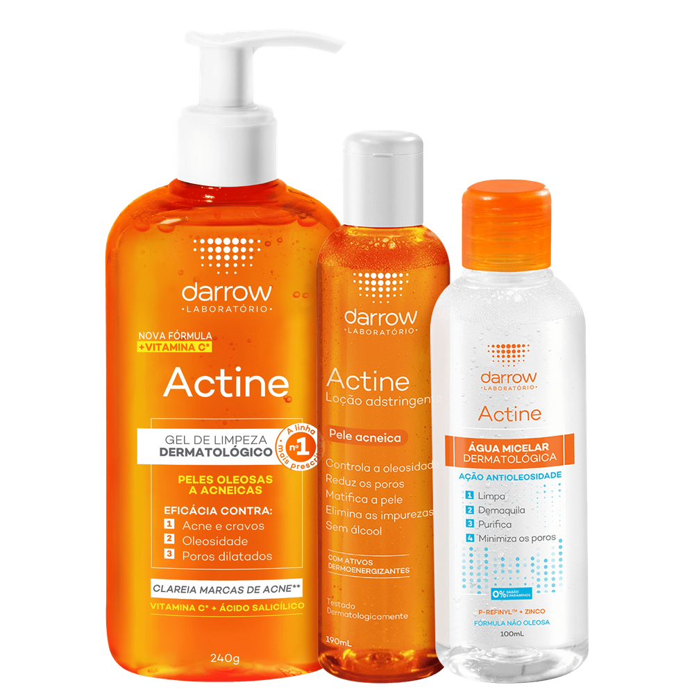 Kit Darrow Actine Pele Oleosa e Acneica (3 Produtos)