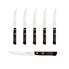 Kit 6 Facas Churrasco Tramontina Inox Madeira Polywood 5"