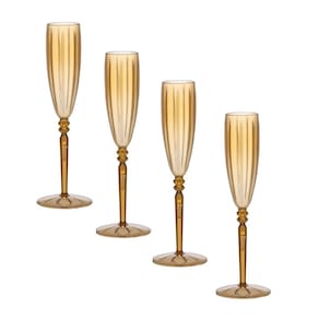 Conjunto Taça Champagne LIV 145 ML Acrílico Amber 4 PÇ