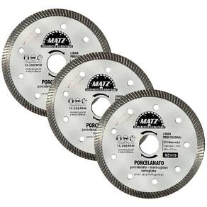 Kit 3 Disco Corte Turbo Diamantado Porcelanato 110X20Mm Matz