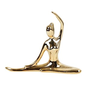 Enfeite Decorativo de Porcelana Bailarina 13,5cm - Dourado