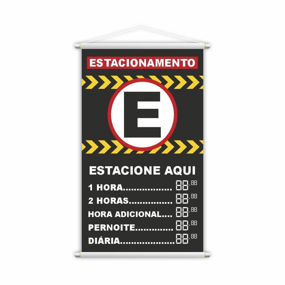 Banner Estacionamento Estacione Aqui Preços Lona 80X50Cm