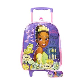 Kit Escolar Mochila Rodinha + Estojo Princesa Tiana