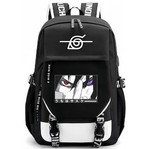Mochila Huoying Naruto Sasuke de couro PU de grande capacidade