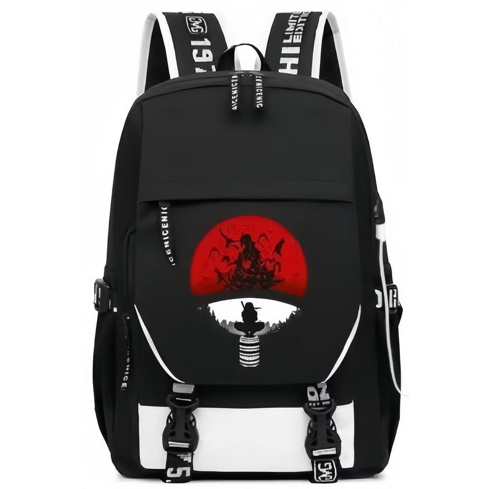 Mochila Huoying Naruto Uchiha Family Crow Pattern PU em couro