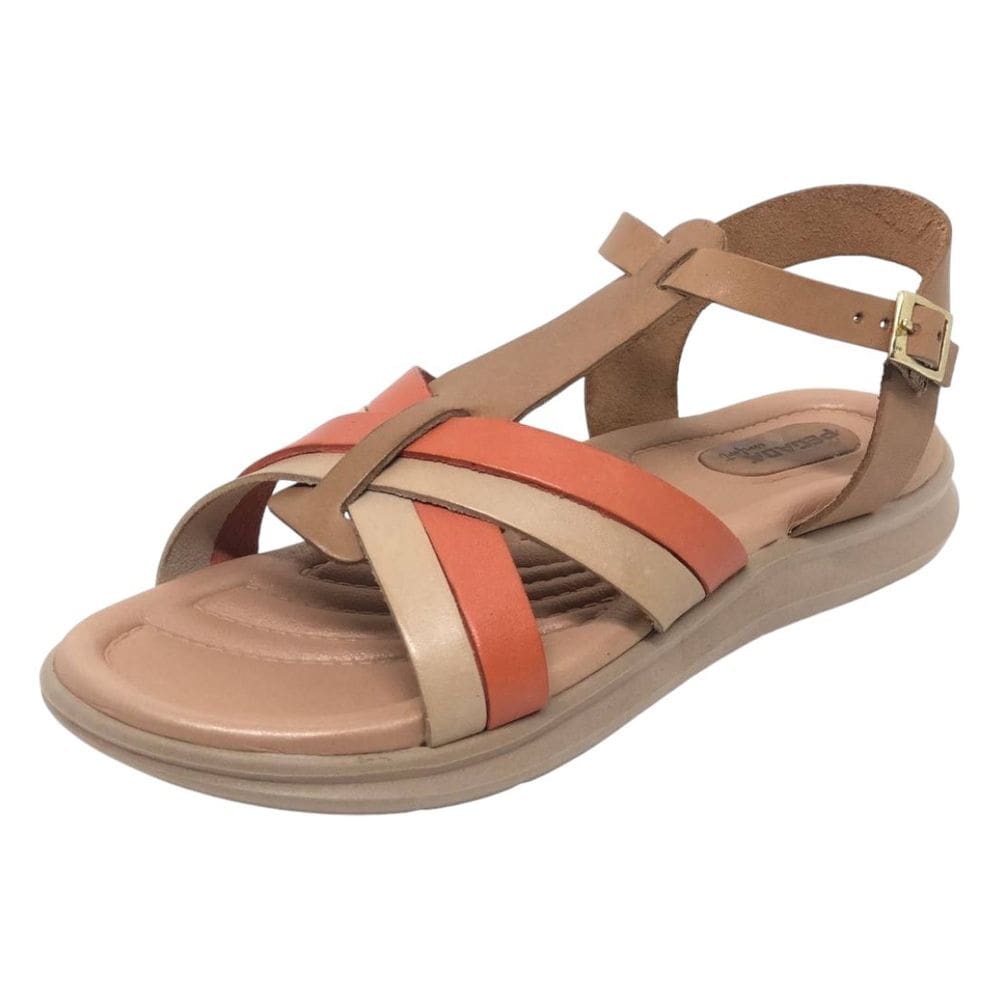 Sandália Feminina Conforto Flatform em Couro Maciez Pegada