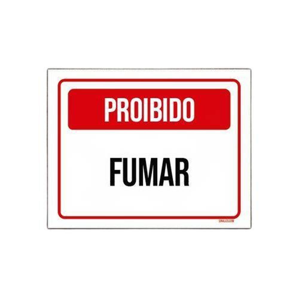 Kit 3 Placa Sinalização - Proibido Fumar Vermelho