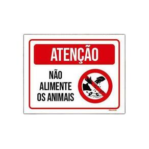 Kit 3 Placas Atenção Não Alimente Animais 18x23cm
