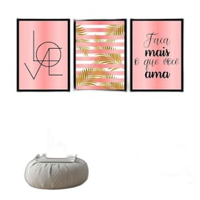 Kit 3 Quadros Love Faça Mais O Que Você Ama 45X34Cm Preta