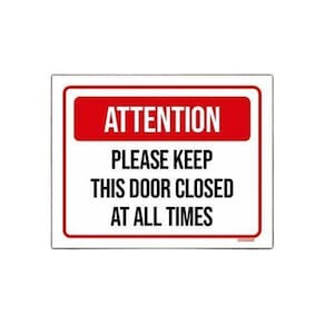 Placa Sinalização - Attention Keep Door Closed 36X46