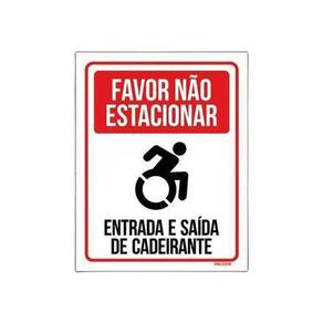 Placa Não Estacionar Cadeirante 27x35 - Poliestireno 2mm