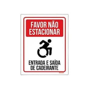 Placa Não Estacionar Cadeirante 27x35 - Poliestireno 2mm