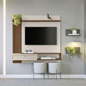 Painel para TV até 55 Polegadas Alvorada Freijó e Off White