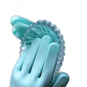 Luva Escova Esponja Magica De Silicone Limpeza Lavar Louça