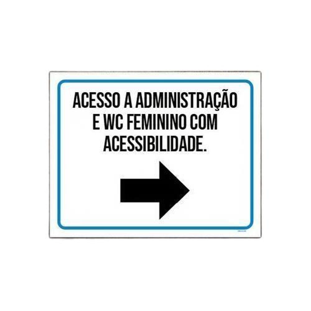 Placa Sinalização - Acesso Administração Wc Feminino 36X46