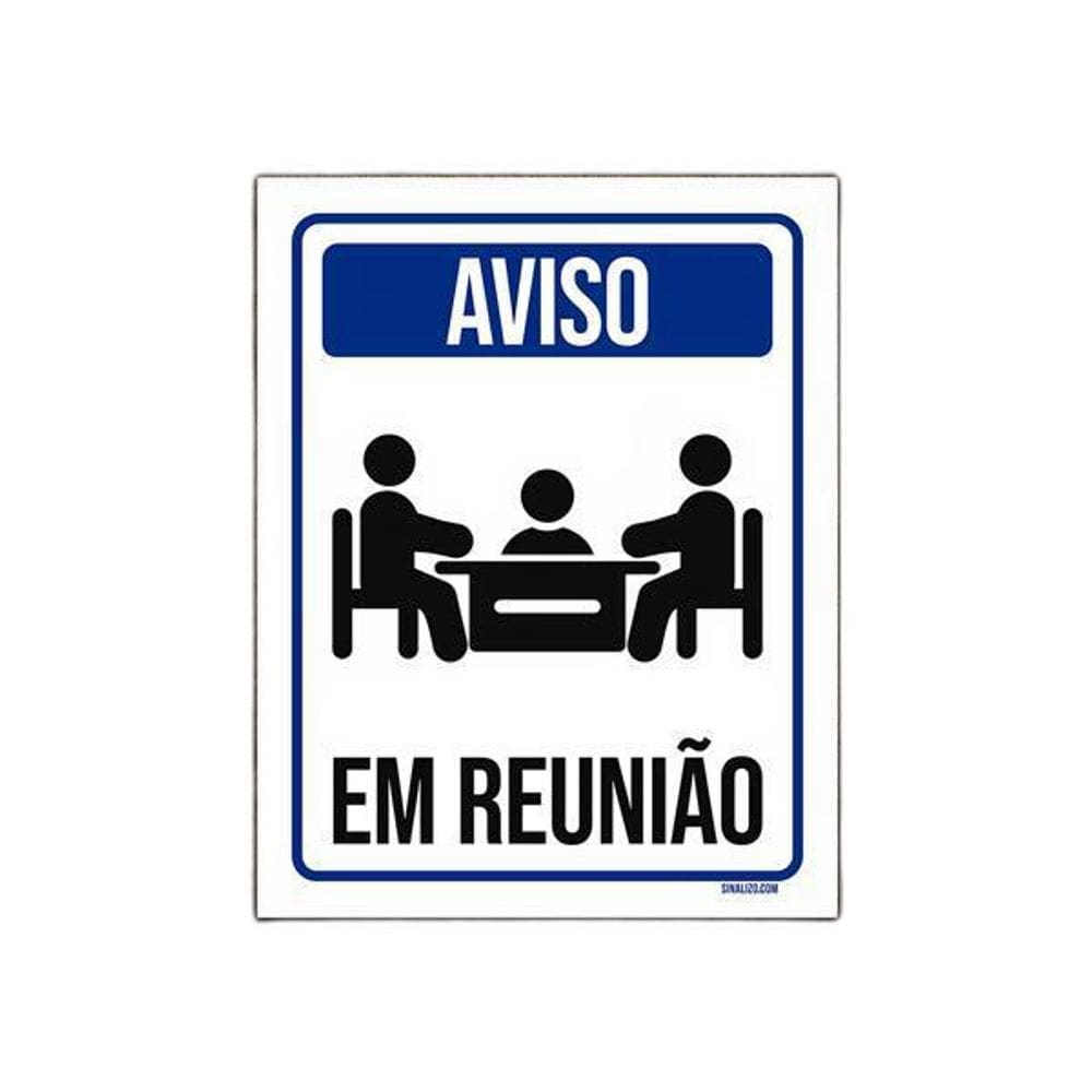 Placa De Sinalização Aviso Sala Em Reunião 18X23