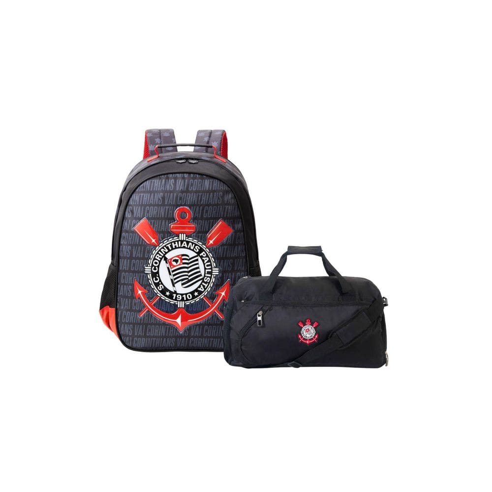 Kit Mochila Escolar Costas+Sacola De Viagem Corinthians