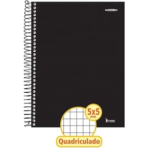 Caderno Quadriculado ers. 5X5Mm 96F Espiral Preto Cdcom04