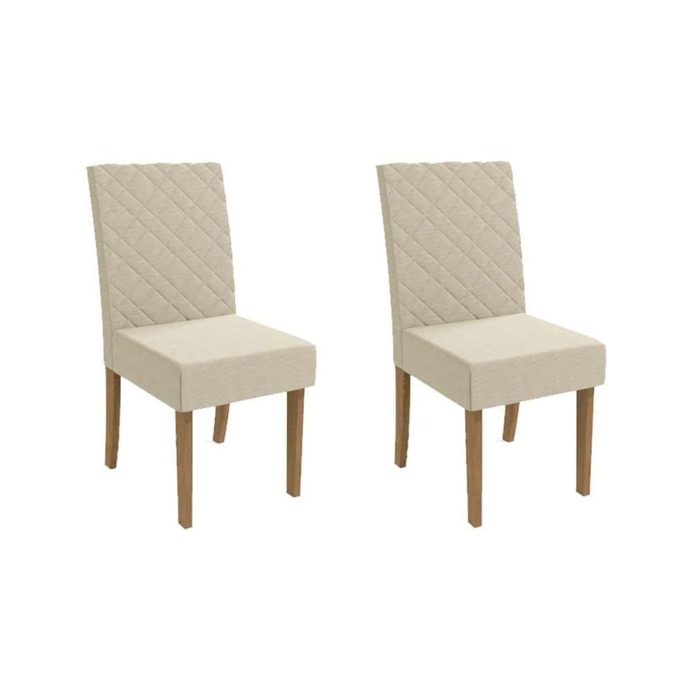 Cadeira Sala de Jantar 2CAD133CN Kit 2 Un Canela/Linho Bege - Kappesberg
