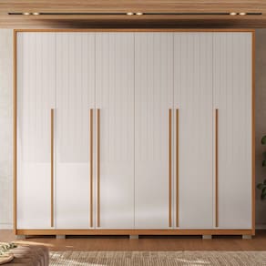 Guarda Roupa Casal com Frisado 6 Portas 6 Gavetas Suburban Gold res_atr_freijo_offwhite