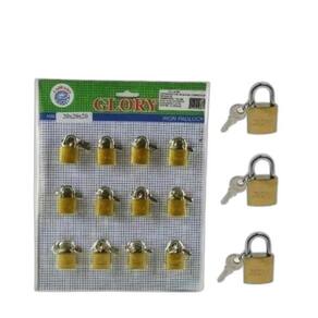 12 Peças Cadeado Pequeno 20Mm Cartela Cadeado Glory