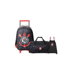 Kit Mochila Rodinhas+Saco+Sacola Viagem Corinthians Oficial