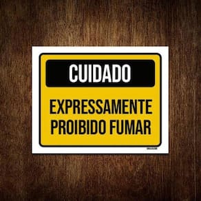 Kit 10 Placas Sinalização Cuidado Expressamente Não Fume