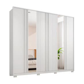 Guarda-Roupa Casal com Espelho Mozart 6 PT 4 GV Branco