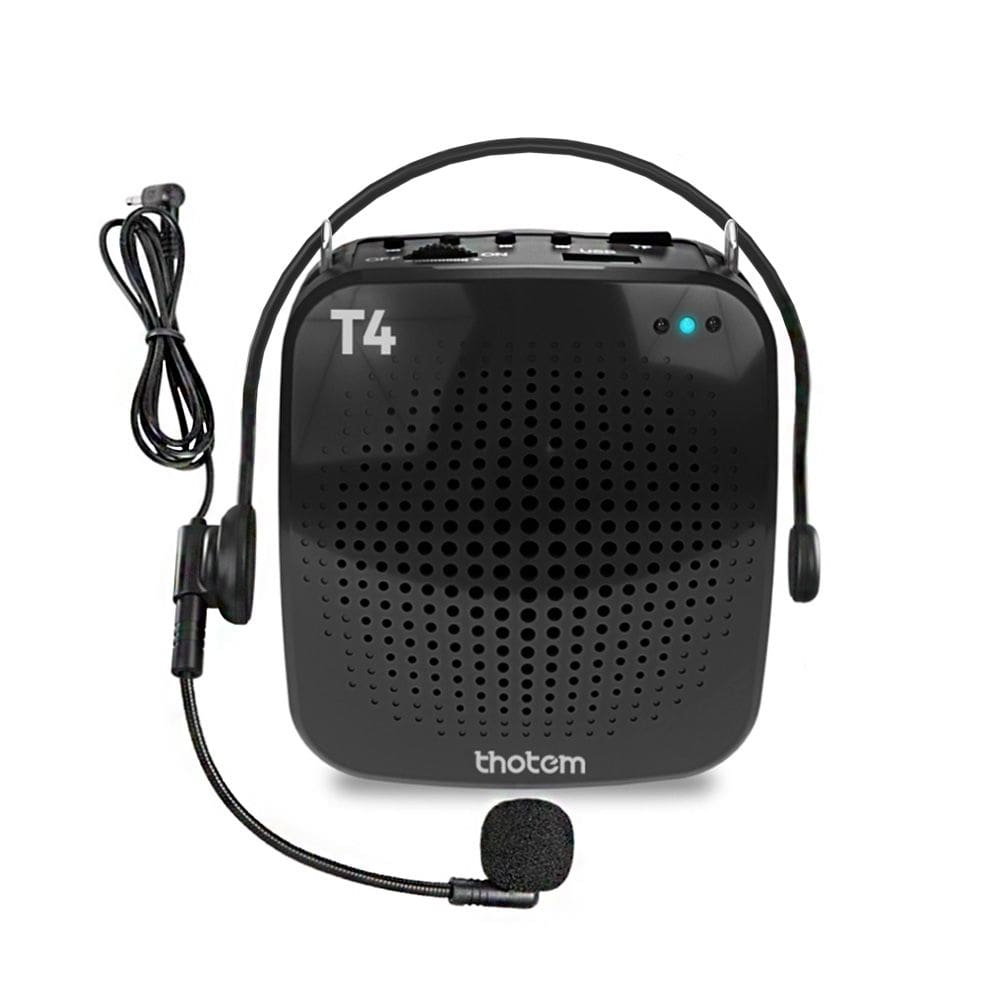 Amplificador Profissional Portátil de Voz THOTEM T4, 15W de potência e acompanhado de Microfone com fio – O Kit do Profe