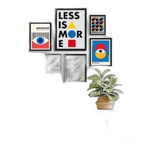 Composição 6 Quadros Bahaus - Less Is More - Com Vidro