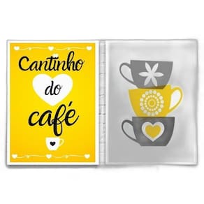 Kit 2 Quadros Cantinho Do Café Amarelo 24X18Cm - Com Vidro