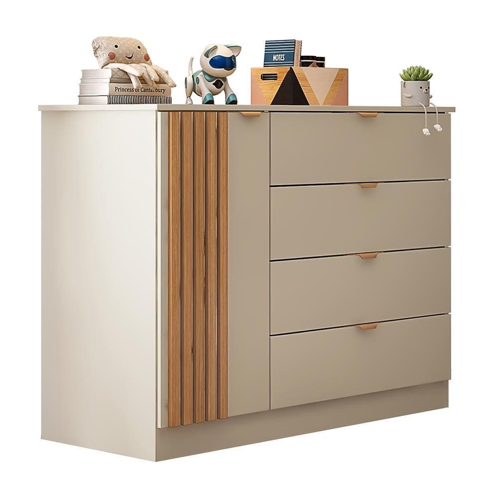 Cômoda Infantil Ayla 1 Porta e 4 Gavetas - Phoenix Baby