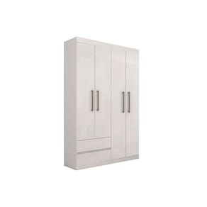 Guarda Roupa Solteiro 4 Portas 2 Gavetas Zeus Imbuia Naturale / Off-White Lopas