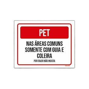 Placa Sinalização - Pet Áreas Comuns Guia Coleira 36X46