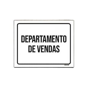 Kit 10 Placa Sinalização - Departamento De Vendas Preta