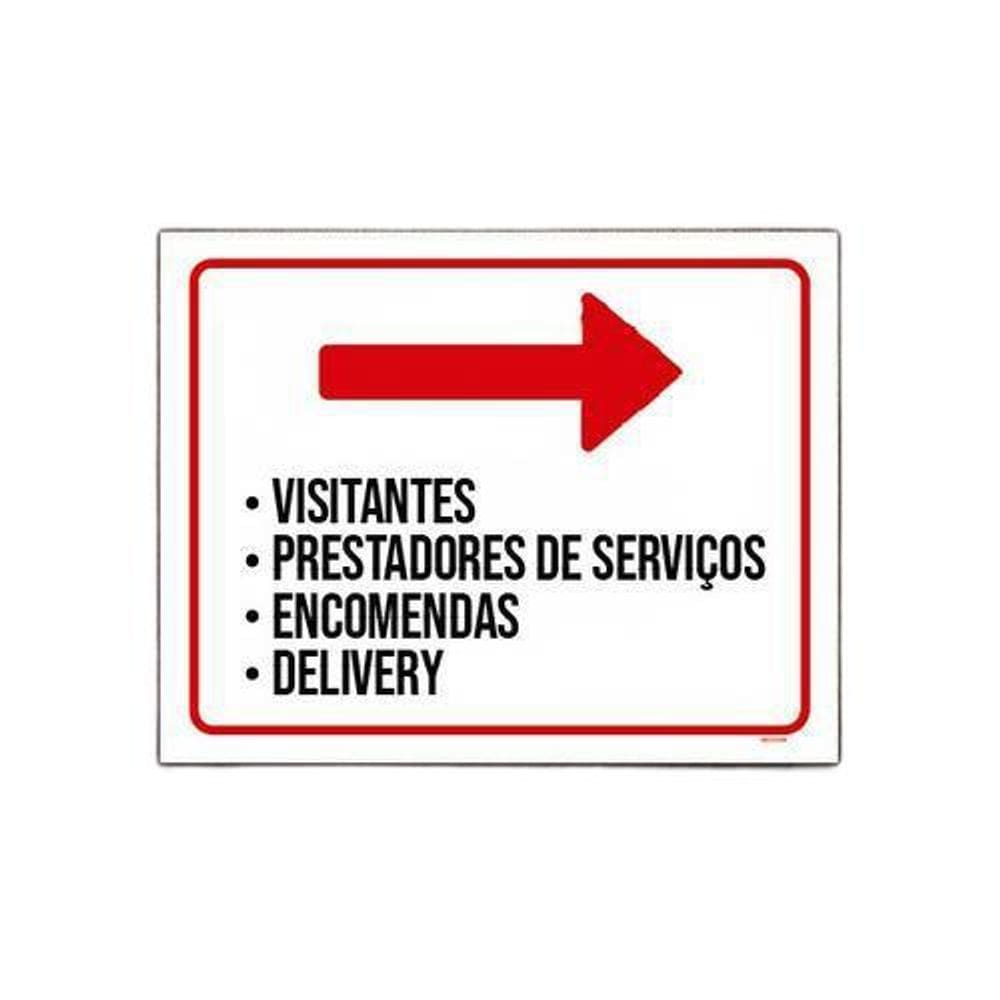 Placa Sinalização - Visitantes Prestadores Serviços 36X46