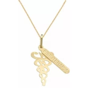 Colar Chapa Fisioterapia Fisioterapeuta Folheado 18k