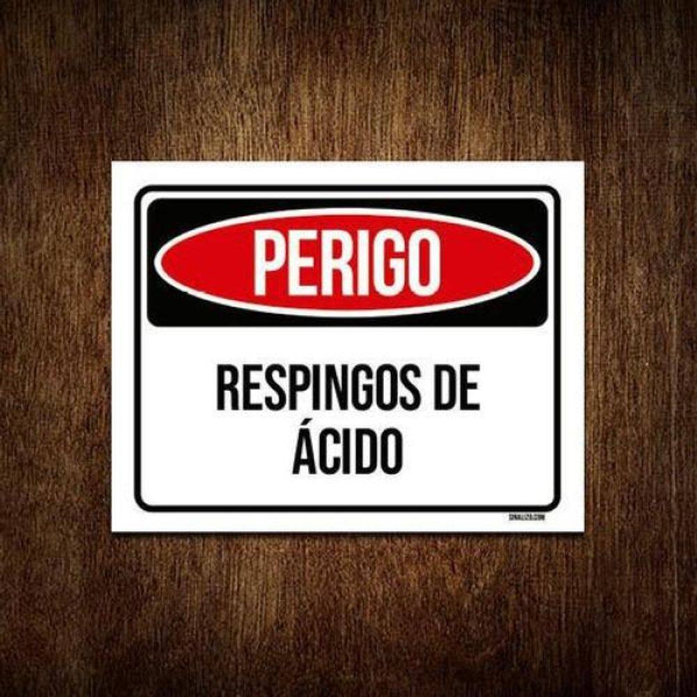 Kit 10 Placas Perigo Respingos De Ácido