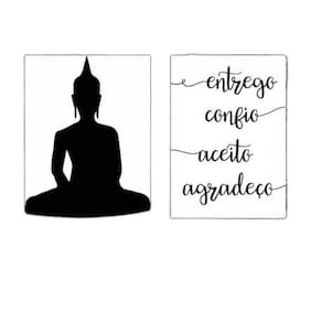 Kit 2 Placas Buda Entrego Aceito Confio 18X27Cm