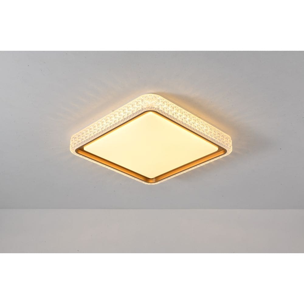 PLAFON QUEENSTOWN DOURADO MODERNO LED QUADRADO 50x50