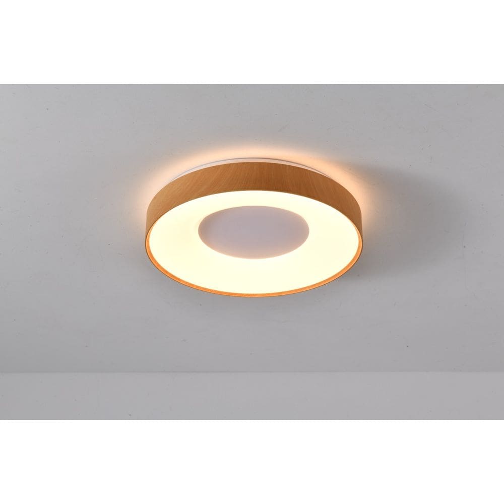 Plafon Edge Moderno Madeira E Branco Led 3000K D40cm