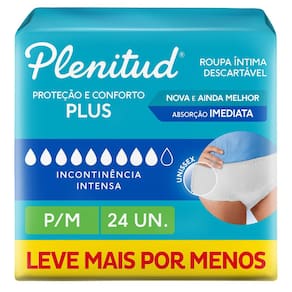 Roupa Íntima Plenitud Plus Unissex Tamanho P/M 24 Unidades Leve Mais Por Menos