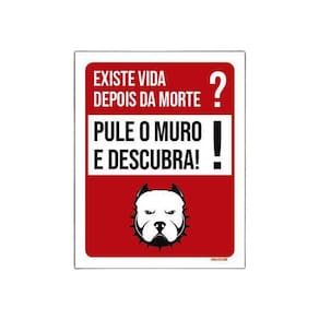 Placa Cão Bravo Existe Vida Após Morte Pule Muro 18X23