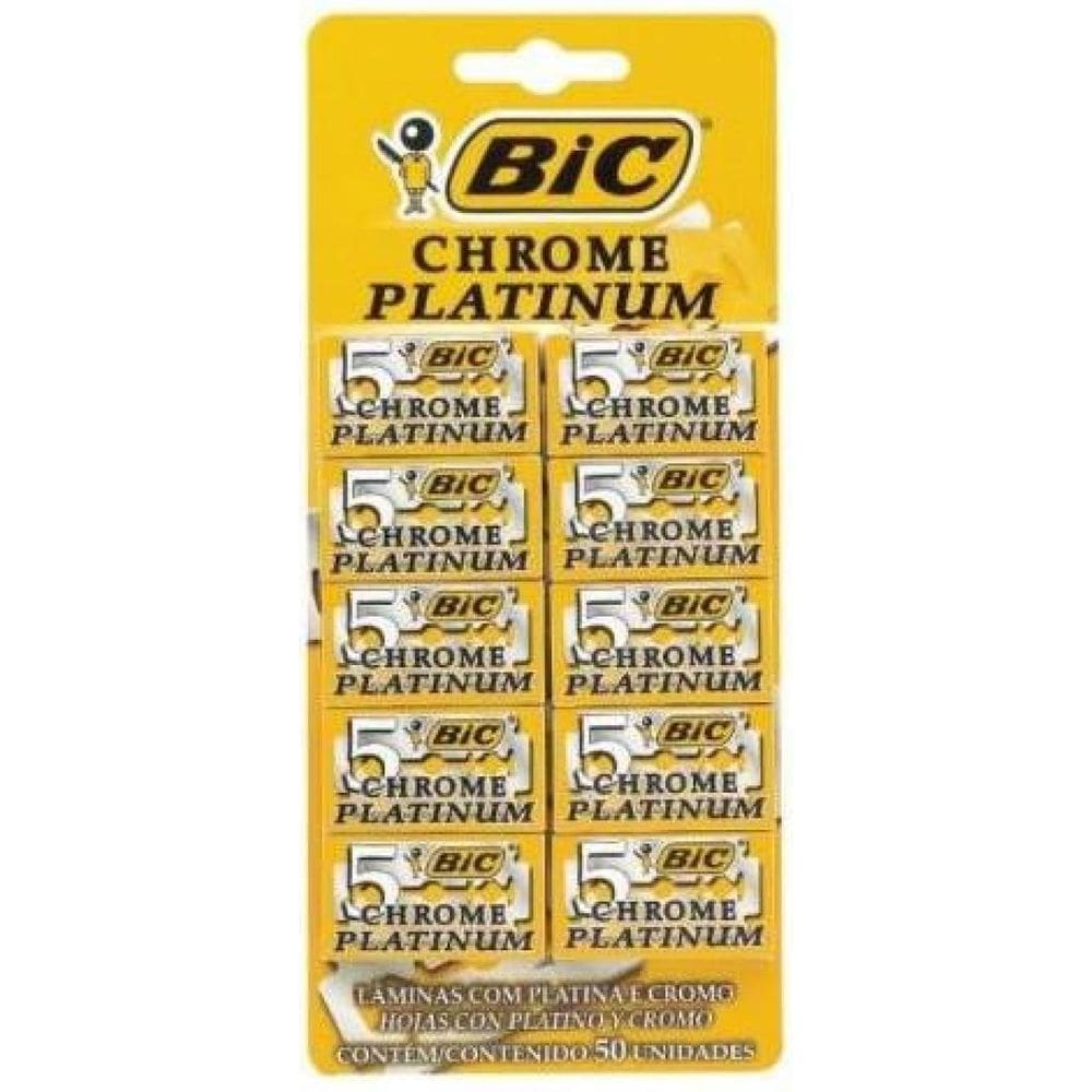 Lâmina Bic Chrome Platinum 1 Cartela Com 50 Unidades